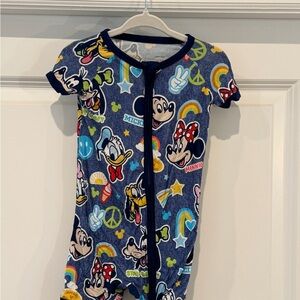 Little Sleepies Navy Blue Mickey & Minnie Rainbow Print Shorty Zippy